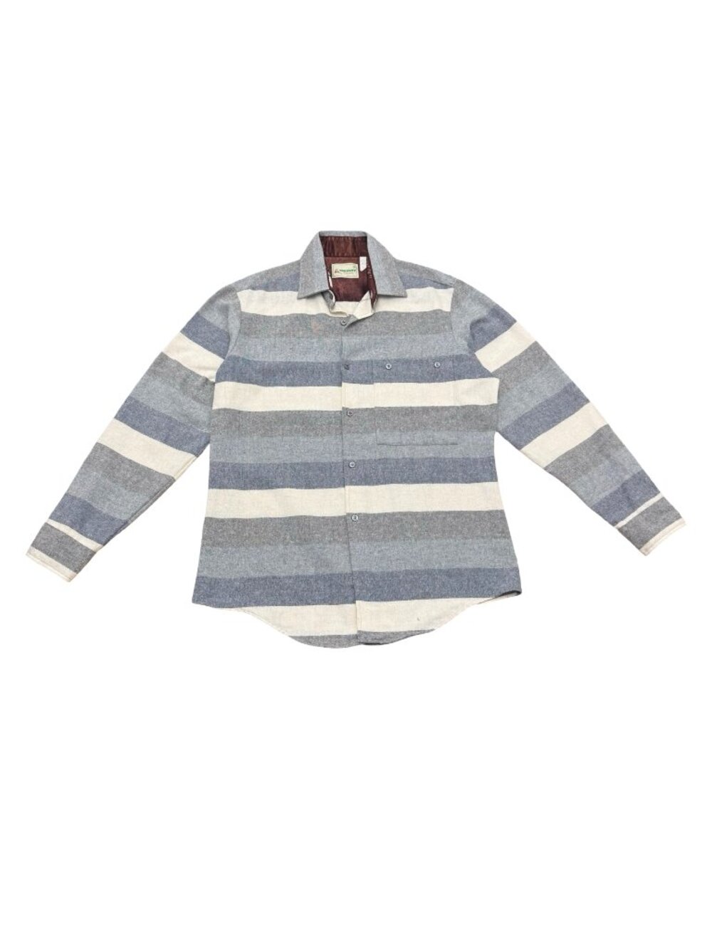 Vintage 1980s Valiant Outdoor Wear Striped Flannel Shirt USA Made Gray White